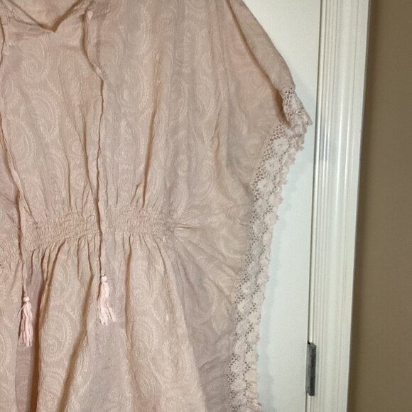 World Market Women's Boho Top One Size Fits All Powder Pink Beach Coverup Cotton - Picture 2 of 7